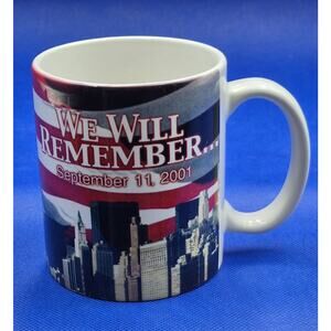 Vintage 9/11 We Will Remember 12oz Porcelain Mug 2001 Xpres